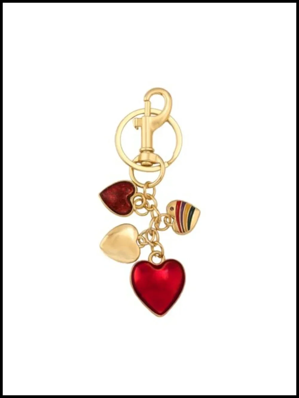 Heart Charm Bag Accessory Keychain Gold-Tone Metal Zinc Alloy Purse Charm